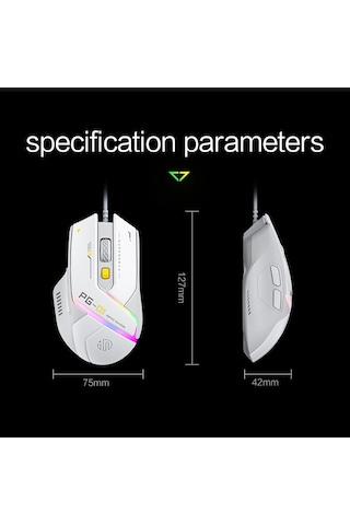 Inphıc Pg1 Usb Kablolu E-spor Oyun Mouse Rgb Işık Bilgisayar Dizüstü Fare