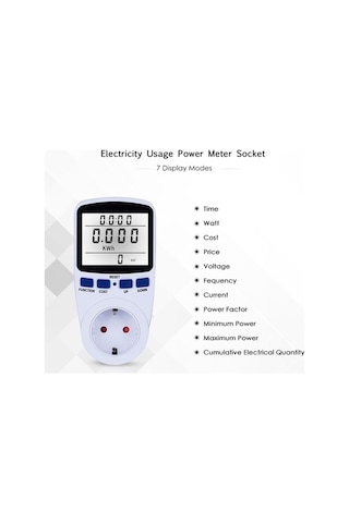 Besthome1 Elektrik Tüketim Ölçer - Watt, Volt, Amper Ve Kwh Takip - Eu Fişli