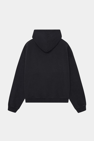 Unisex Beyaz Kapüşonlu Sweatshirt - Luck Baskılı Oversize Hoodie Siyah