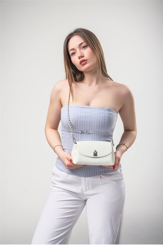 Ççs 18226 Kadın Çapraz Asklı Çanta Beyaz