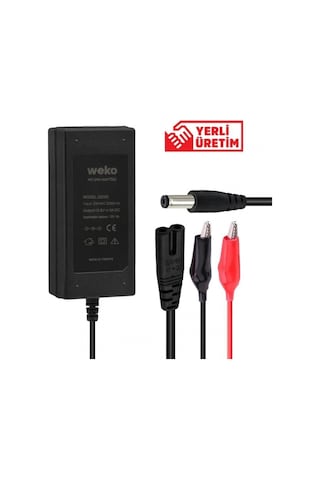 Weko 12.6 Volt - 3 Amper 5.5 2.5 + Krokodil Uçlu Ledli Yerli Üretim Masaüstü Şarj Adaptörü