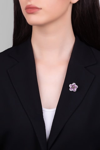 Kamelya Siyah Rodyum Kaplama Gümüş Broş Siyah