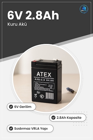 Kuru Akü 6v 2 8ah İnce Bakım Gerektirmeyen Vrla Sızdırımaz Kurşun