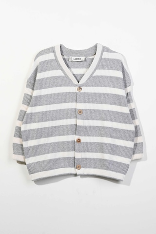 Unisex Çocuk Oversize Çizgili Hırka 3-4 Yaş 8-9 Yaş Gri