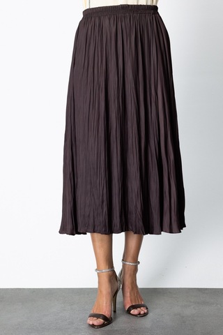 On Kadın Kırışık Görünümlü Midi Etek 64209 Kahverengi Kahverengi