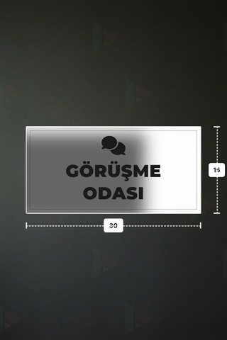 Görüşme Odası Yazılı - Metal - Beyaz Renk - Kapı İsimliği - 30x15 Cm