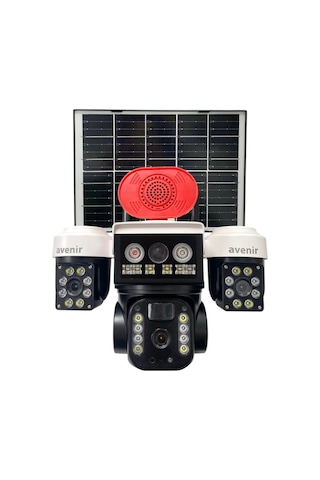Avenir Av-s463 4g Sim Kartlı Beyaz 3 Kameralı 6mp Güneş Panelli Solar Ptz Kamera