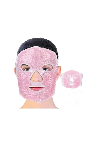 Terapi Jel Yüz Maskesi Soğuk Ve Sıcak Boncuklu Ayarlanabilir Maske Pembe