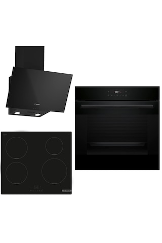 Bosch HJG852YB0T - PUE611BB5E - DWK63PJ60T İndüksiyon Ocaklı Siyah 3 Lü Ankastre Set 638