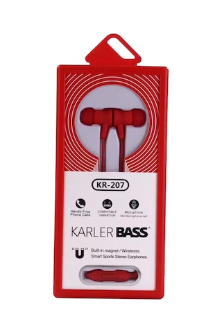 Karler Bass Kr-207 Mıknatıslı Kablolu Kulaklık Gldısptm - 40 - Kırmızı