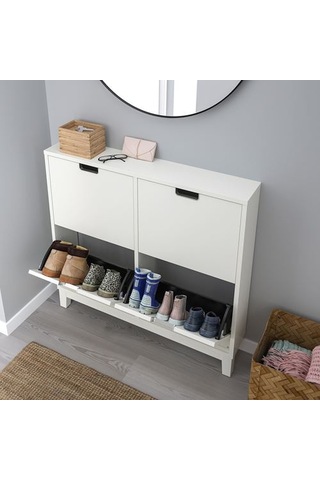 Ikea Ställ Ayakkabı Dolabı, Beyaz, 96x17x90 Cm, 4 Bölmeli