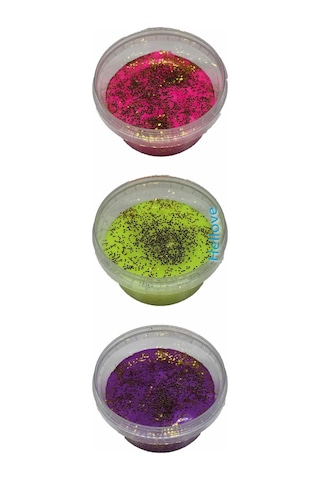 Hellove Slime Simli 3 Renk Kaliteli Ele Yapışmayan Pofuduk Yumuşacık Slime