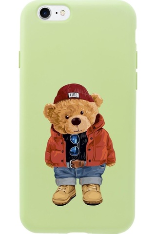 Iphone 8 Teddy Bear Premium Silikonlu Telefon Kılıfı Yeşil