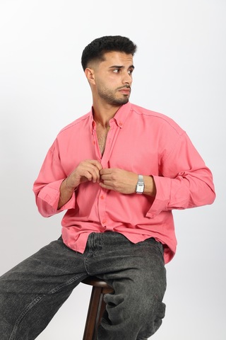 Mcz Giyim Pembe Renk Oversize Uzun Kollu Erkek Gömlek