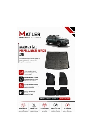 Renault Duster 2025 Model 4d Ekstra Havuzlu Paspas Ve Bagaj Havuzu Set