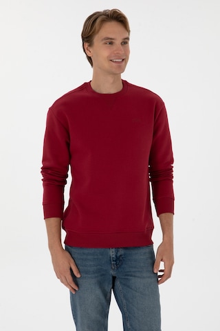 U.S. Polo Assn. Erkek Comfort Fit Bisiklet Yaka Şardonlu Koyu Frambuaz Basic Sweatshirt 50313757-VR104