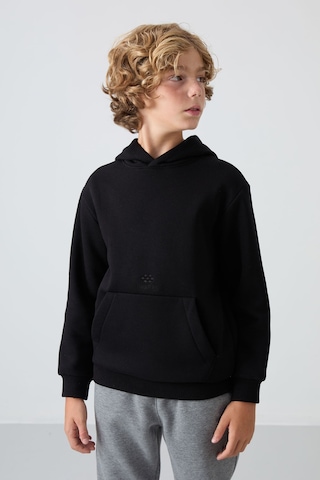 Tommylife Tommy Life Siyah Pamuklu Kalın İçi Tüylü Yumuşak Dokulu Standart Fit Baskılı Erkek Çocuk Sweatshirt - 11215 Siyah