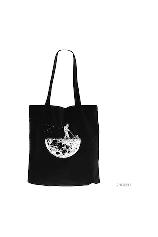 Moon Life Siyah Kanvas Bez Çanta Siyah