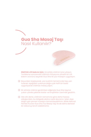 Bade Natural Pembe Kuvars Gua Sha %100 Doğal Ve Gerçek Yüz Masaj Taşı