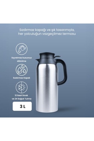 Porsima 2125 Dailyserve Çift Katmanlı Paslanmaz Çelik Termos Çay Termosu Su Termosu 3lt Çok Renkli