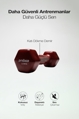 Proforce Vdb Dışı Vinil Kaplı Içi Çelik Döküm Ağırlık Dambıl 2.5 KG
