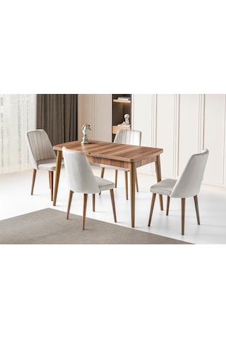 Milano Mdf Açılır Mutfak Masa Sandalyeli Takım 75 130cm 001