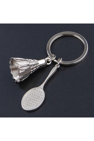 Farfi Anahtarlık Badminton Raketi Kolye Darbeye Dayanıklı Çinko Alaşımlı Taklit Spor Araba Anahtarı Kolye