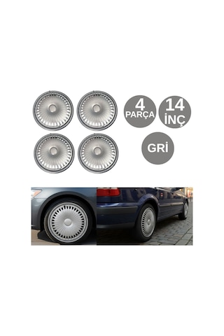 Jant Kapağı Takımı Abiyes 14 İnç Tüm Jantlar İle Uyumlu Tekerlek Göbeği Koruyucu 4 Parça Gri Glz02702383