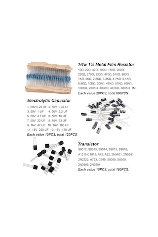 Maiyame 1500 Parça Elektronik Bileşen Seti: Direnç, Transistör, Led Diyot Ve Kapasitörlerle Kapsamlı Dıy Proje Çözümü