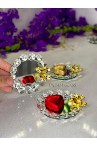 Dream Glass 6 Kişilik Kuş Detaylı Aynalı Lokumluk Gümüş
