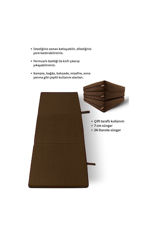 Kahverengi Katlanır Sünger Misafir Yer Yatağı Ve Balkon Minderi 7cm Kahverengi