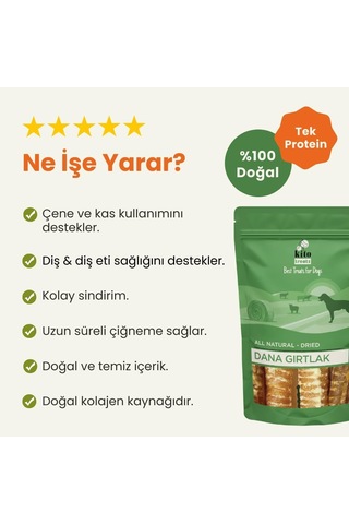 Dana Gırtlak Çiğnemelik Köpek Ödül Maması%100 Doğal, Glutensiz, Organik 100 Gr Dog Treat