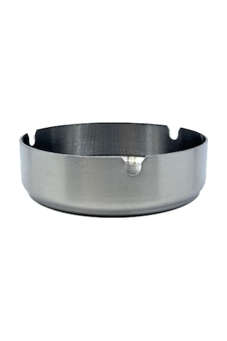 Paslanmaz Çelik Yuvarlak Metal Küllük - Lüks Fırçalanmış Tasarım 10 Cm