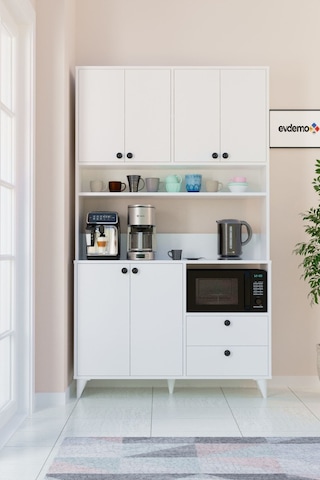 Silva Kahve Köşesi Çok Amaçlı Dolap Beyaz Beyaz