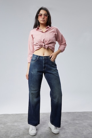 Cedy Denim Cedy Denım Yüksek Kalite Kadın Palazzo Yüksek Bel Cotton Jean Pantolon Koyu Mavi
