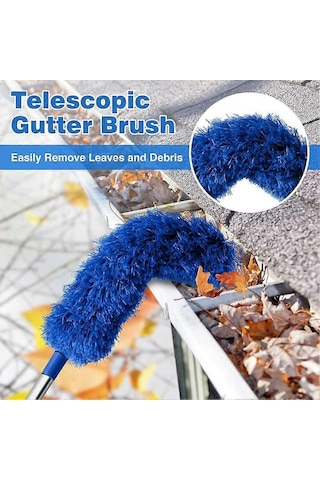Oluk Temizleme Fırçası Çatı Aleti 8.2 Ayak Uzatılabilir Teleskopik Direk Kolay Çıkarılabilir Temizleme Aleti, Mavi
