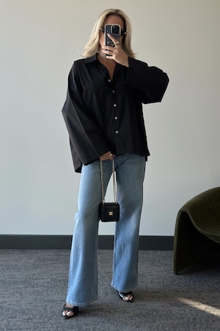 Siyah Oversize Gömlek - 4952 Siyah