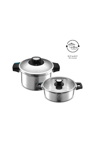 Karaca Quick and Safe İndüksiyon Tabanlı Düdüklü Tencere Seti 4+6 Lt