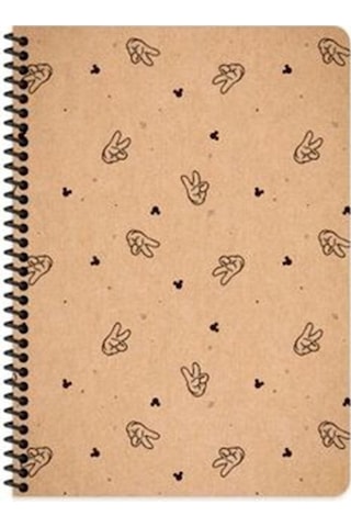 Mickey Mouse 16x22 Cm Çizgisiz Defter Beyaz Sayfa Kraft Kapak 80 Sayfa K1