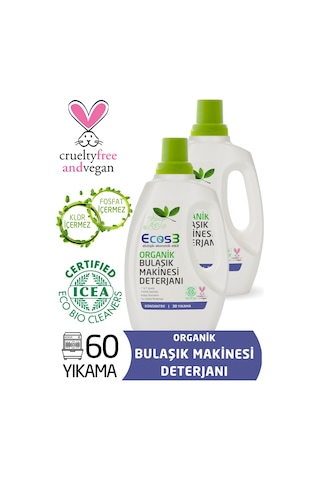 Ecos3 Organik Bulaşık Makinesi Deterjanı 60 Yıkama 2 x 750 ML