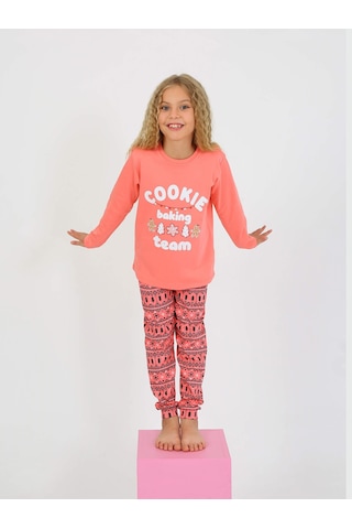 Kız Çocuk Uzun Kollu %100 Pamuklu Pijama Takımı Cookie Team SOMON