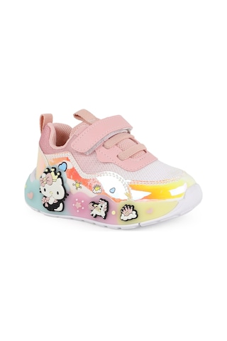 Pepino Kız Bebek Spor Ayakkabı Sevimli 3d Figürlü Hologram Parlak Cırt Cırtlı Hafif Esnek Işıklı Taban Sneaker 2184 Byz-pudra