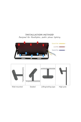 Soğuk Beyaz Projektör Led Projektör Ac 220v 50w Duvar Lambası Dış Aydınlatma Spot Sokak Lambası Projektör Led Spot Işık Bahçe Soğuk Beyaz