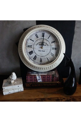 Goldenqian 14 Inç Vintage Beyaz Roma Rakamları Avrupa Duvar Saati Oturma Odası Dekoratif Antika Dilsiz Demir Çerçeve Kuvars Saat Tek Taraflı T8jaf3 Beyaz