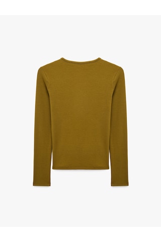 Koton Modal Kumaş Slim Fit Bisiklet Yaka Uzun Kollu Tişört Yeşil 7wak50046ek