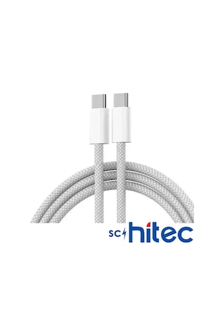 Schitec 60w Type-c To Type-c Örgülü Data Ve Hızlı Şarj Kablosu Telefon, Tablet, Laptop Uyumlu Beyaz Sk001
