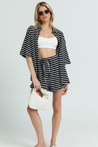 Madmext Siyah Kadın Şort Gömlek Takım Mg2328 Siyah