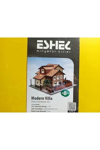 Eshel Maket Minyatür Kitler Modern Villa 1:24 Ölçek - 130parça - 420 340 240mm Ebatında