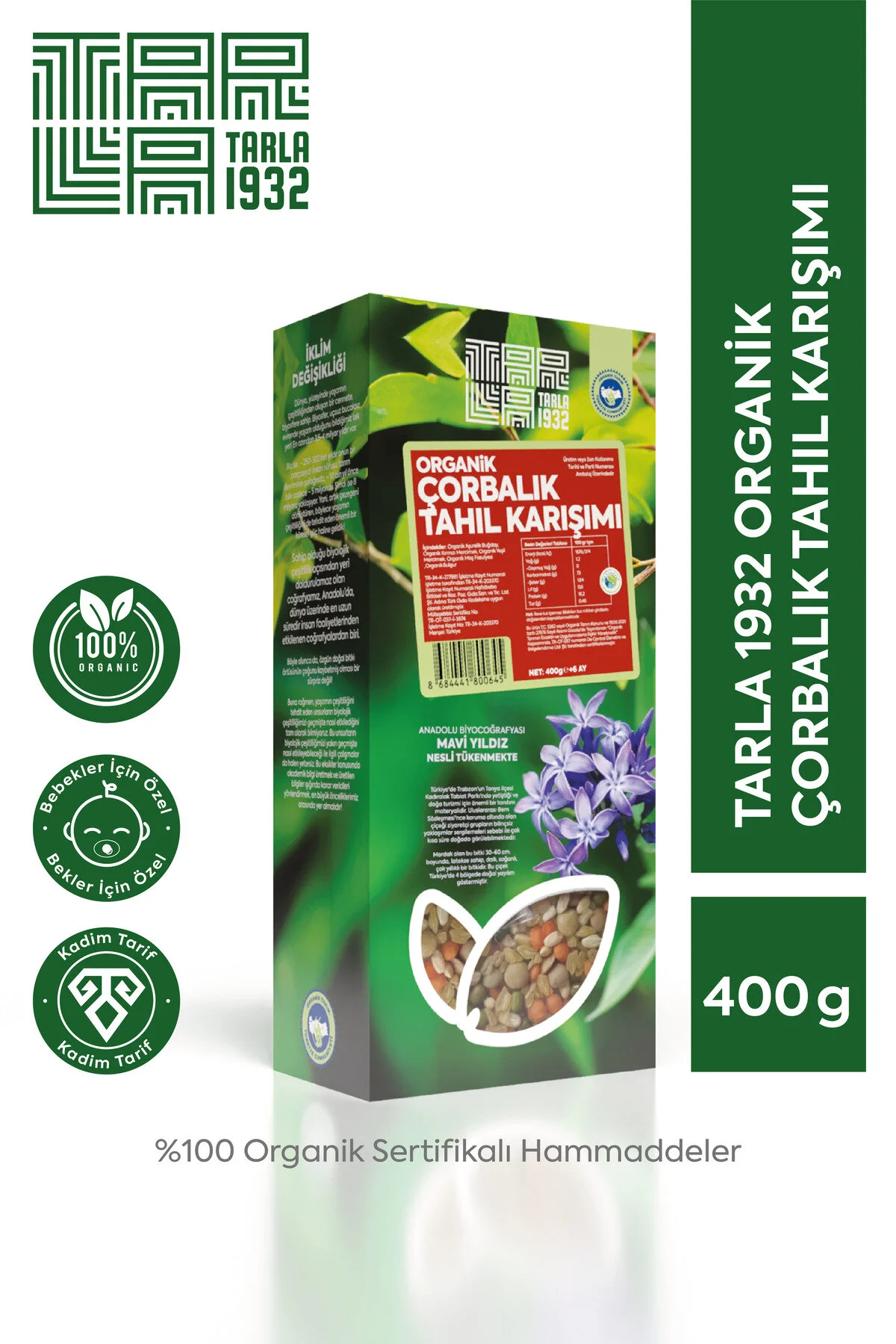 Tarla 1932 Organik Çorbalık Tahıl Karışımı Katkısız & Doğal 400 G