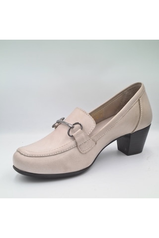 Mammamia D24ya-3845 Gri Deri Topuklu 5cm Kadın Klasik Ayakkabı Gri